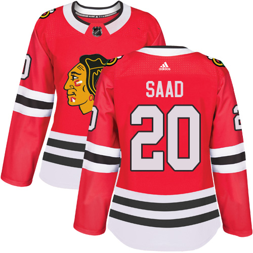Adidas Chicago Blackhawks 20 Brandon Saad Red Home Authentic Women Stitched NHL Jersey